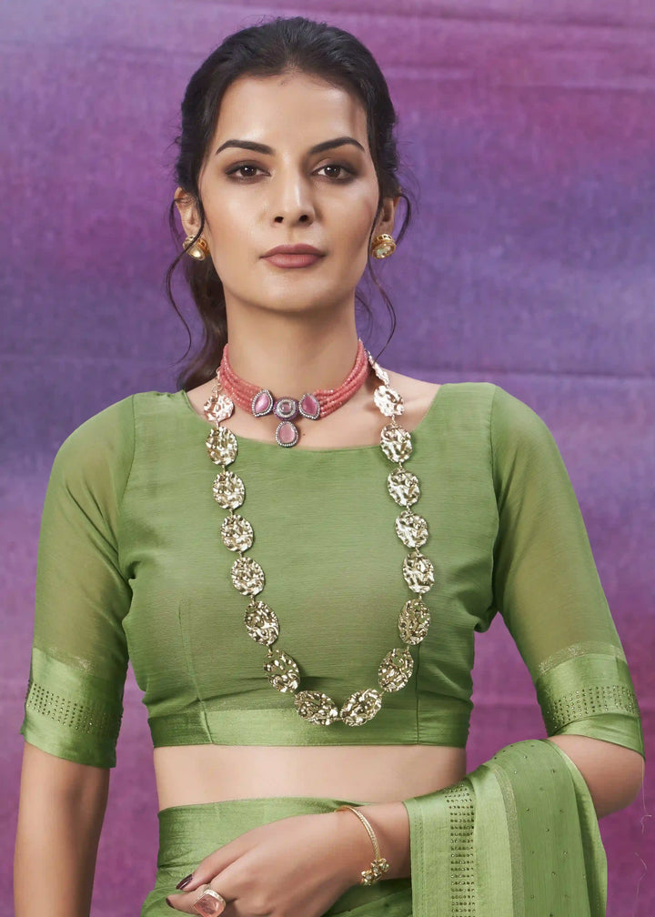 Designer Chiffon Saree with Swarovski Work | Elegant Wedding & Party Wear