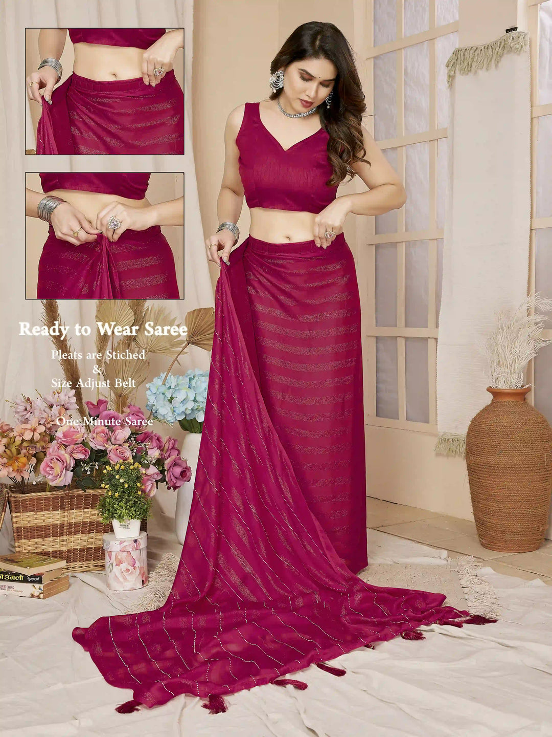 Designer Georgette Saree with Art-Silk Blouse | Swarovski Work for Weddings