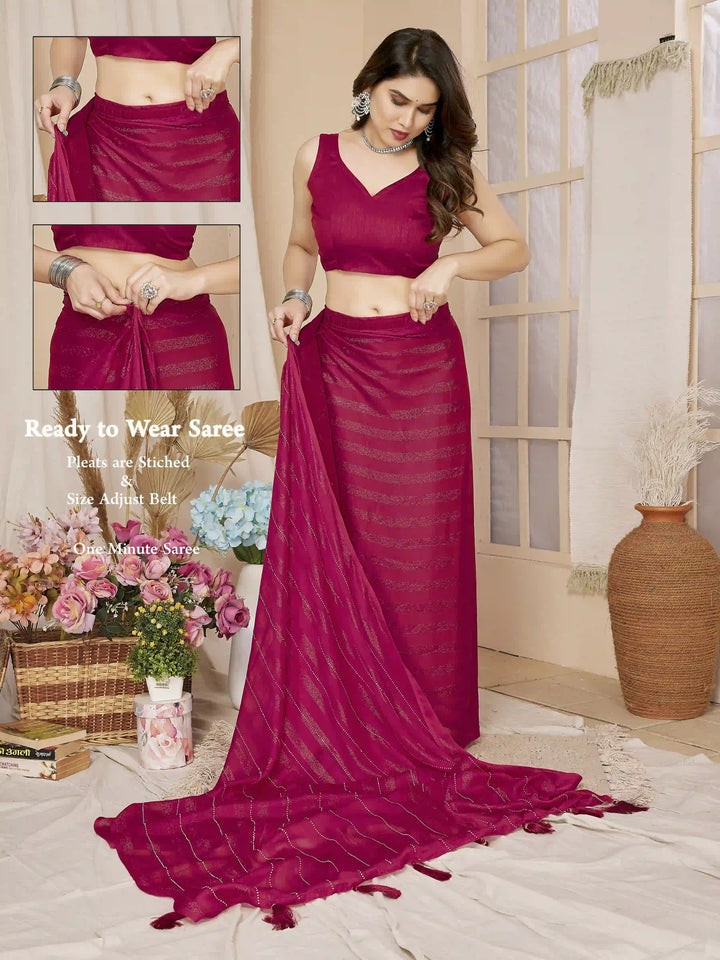 Designer Georgette Saree with Art-Silk Blouse | Swarovski Work for Weddings