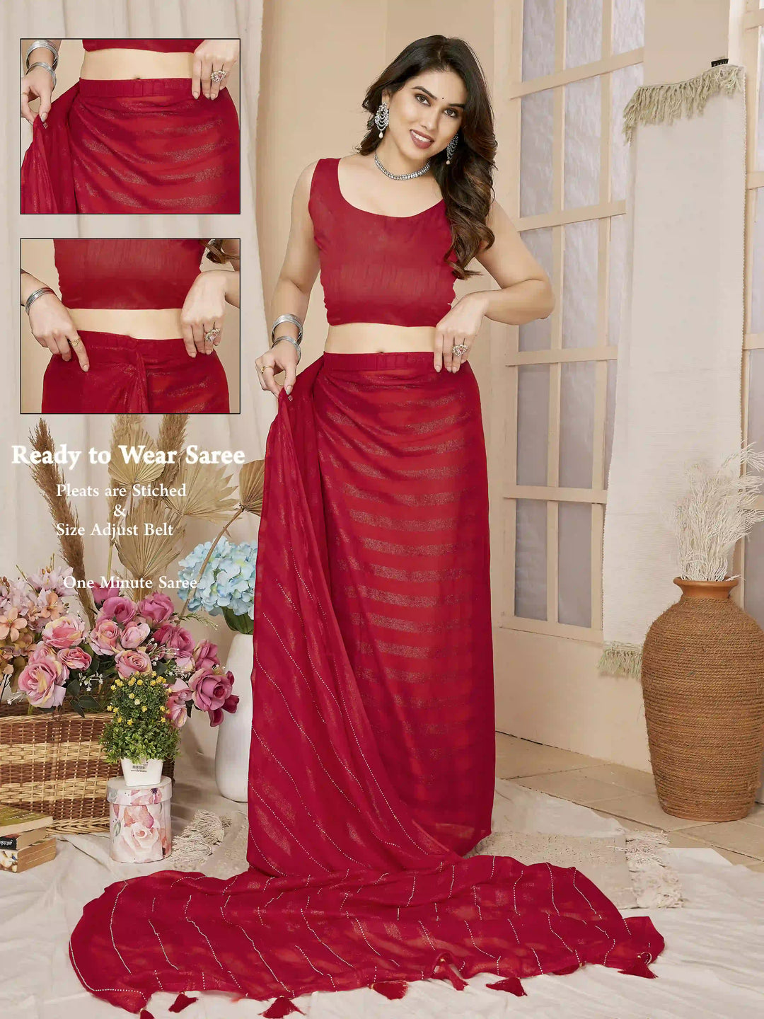 Designer Georgette Saree with Art-Silk Blouse | Swarovski Work for Weddings