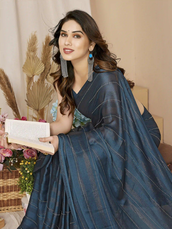 Designer Georgette Saree with Art-Silk Blouse | Swarovski Work for Weddings