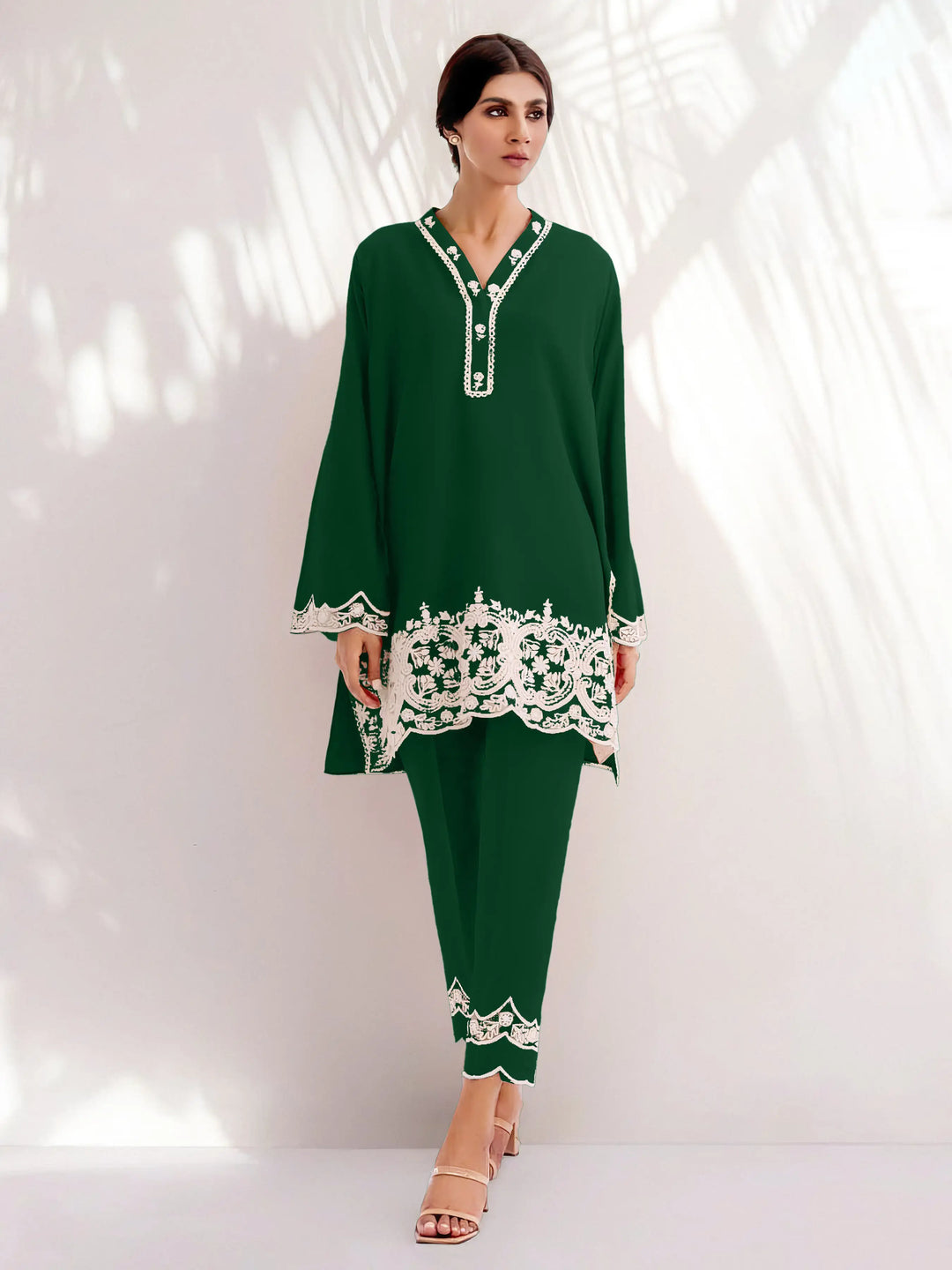 Designer Kurti Set for Women | Embroidery Work V Neck & Full Sleeves