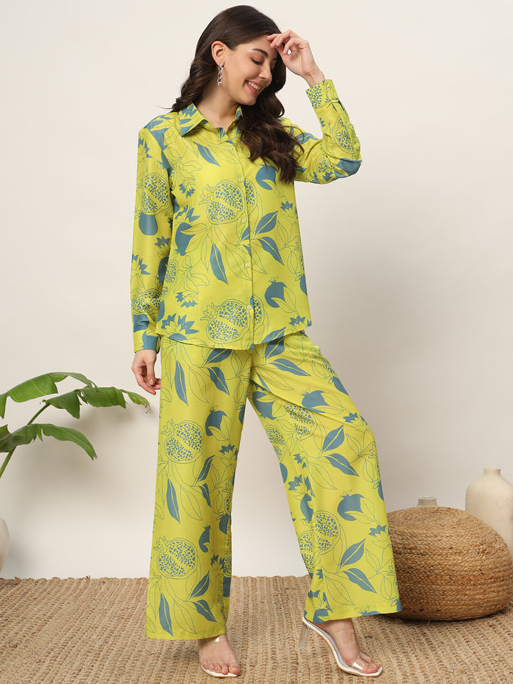 Fresh Lime Green Kurti Set | Full Sleeves &amp; Floral Print for Festivals