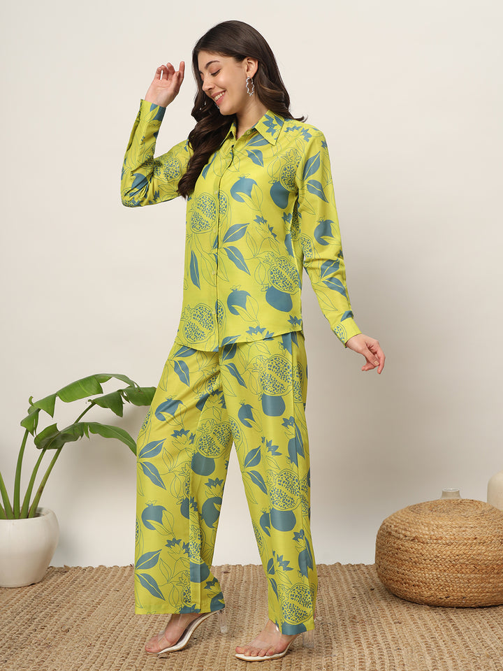 Fresh Lime Green Kurti Set | Full Sleeves &amp; Floral Print for Festivals