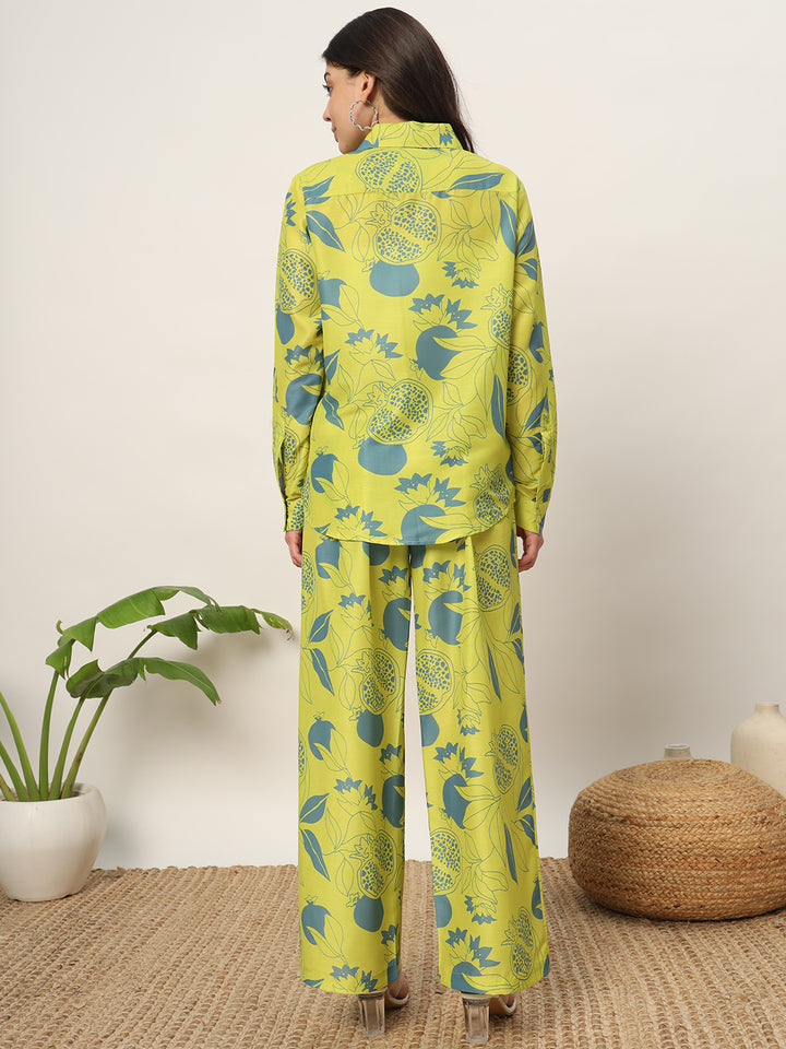 Fresh Lime Green Kurti Set | Full Sleeves &amp; Floral Print for Festivals