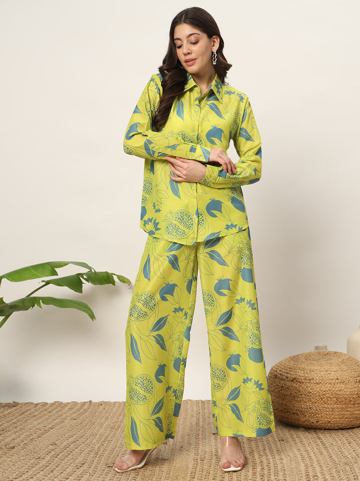 Fresh Lime Green Kurti Set | Full Sleeves &amp; Floral Print for Festivals