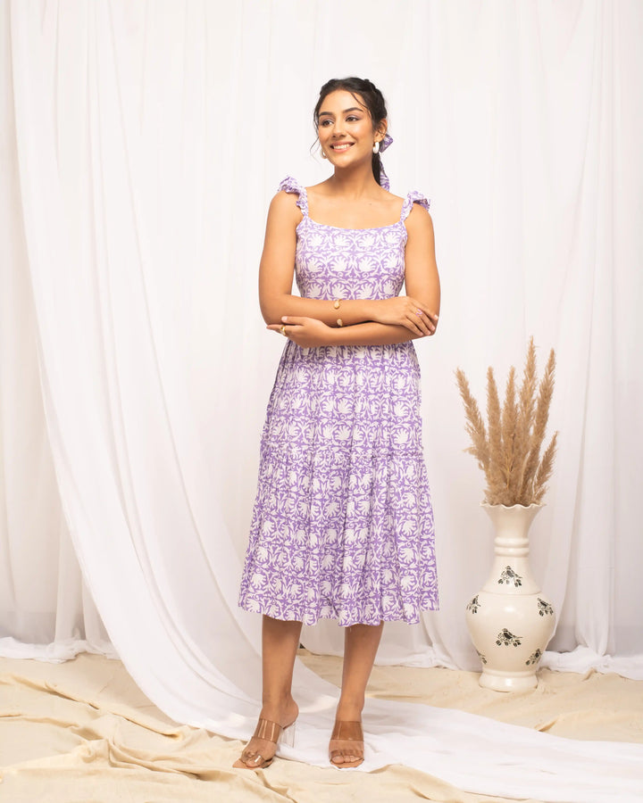 Purple Designer Kurti | Below-Calf Length & Three-Quarter Sleeves