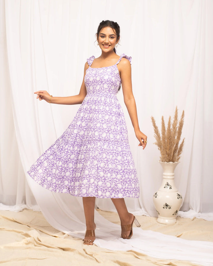 Purple Designer Kurti | Below-Calf Length & Three-Quarter Sleeves