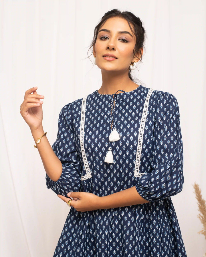Stylish Blue Printed Kurti | Perfect for Parties & Office Wear