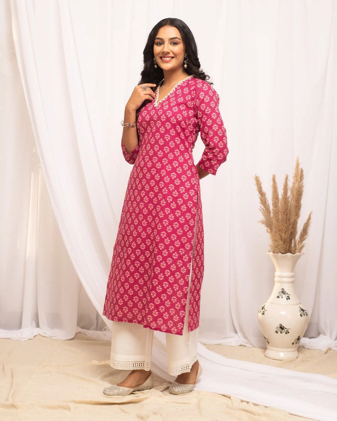 Designer Pink Cotton Kurti | Versatile Outfit for All Occasions