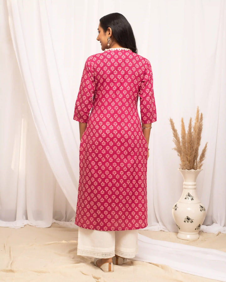 Designer Pink Cotton Kurti | Versatile Outfit for All Occasions
