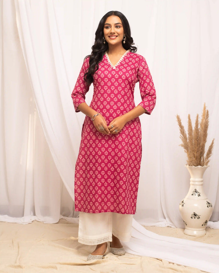 Designer Pink Cotton Kurti | Versatile Outfit for All Occasions