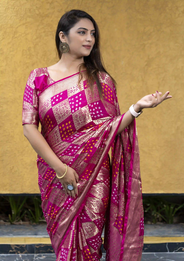 Designer Bandhej Silk Saree | Elegant for Weddings & Special Events