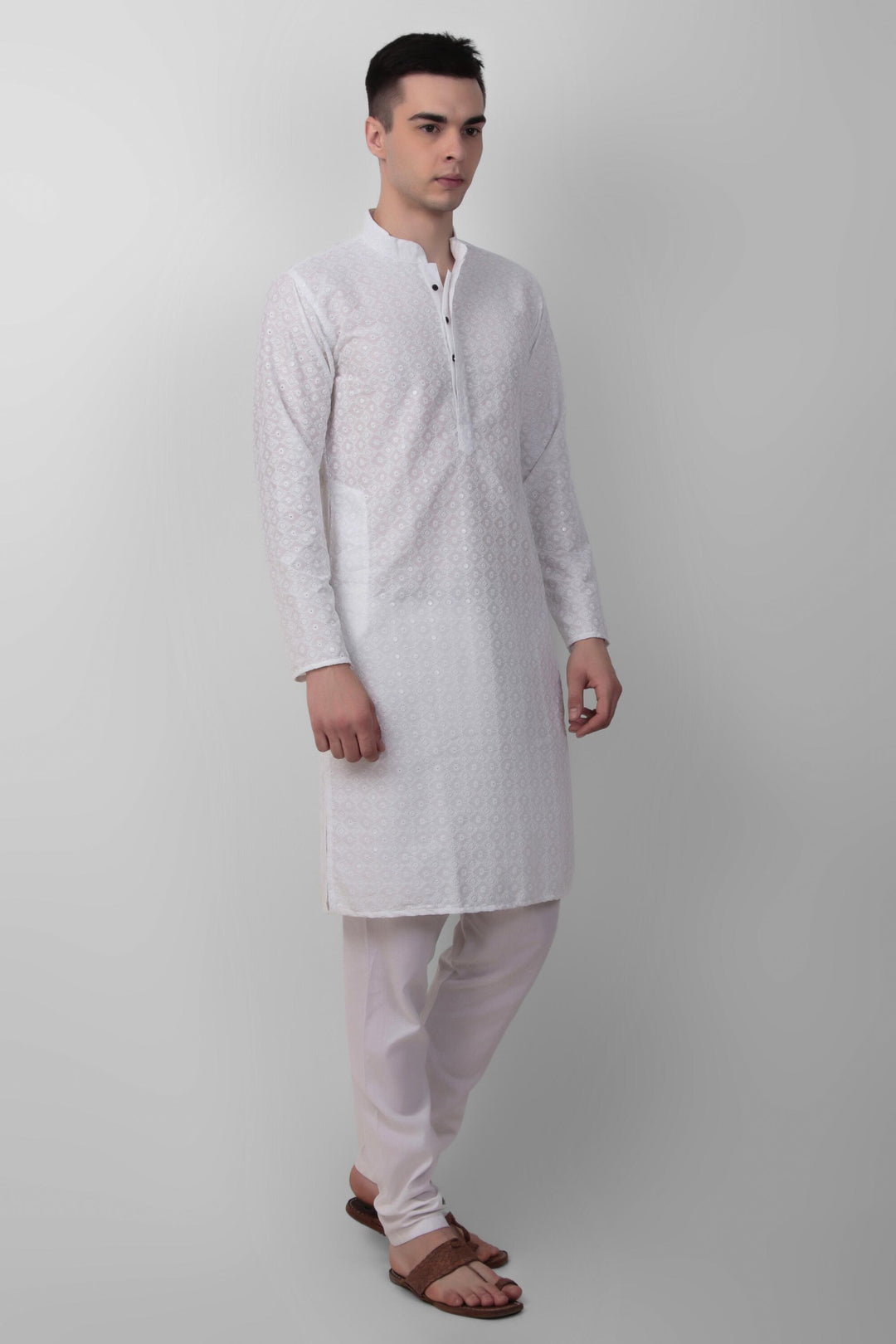 Designer Cotton Kurta for Men | Thread & Sequins Embroidery Work