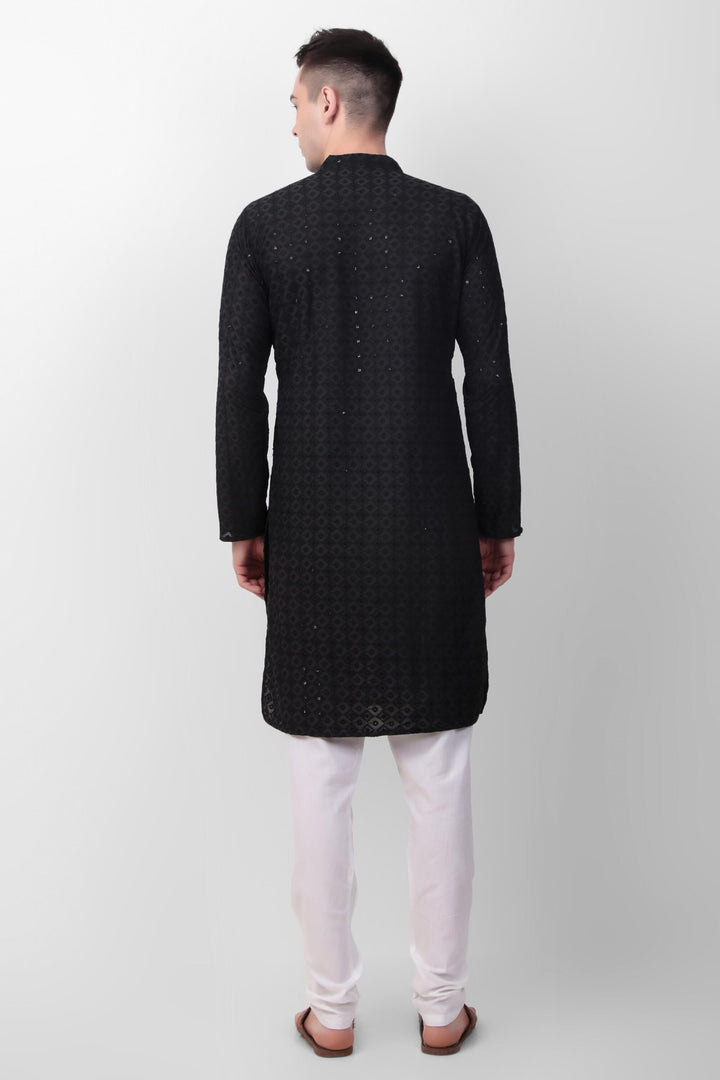 Designer Cotton Kurta for Men | Thread & Sequins Embroidery Work