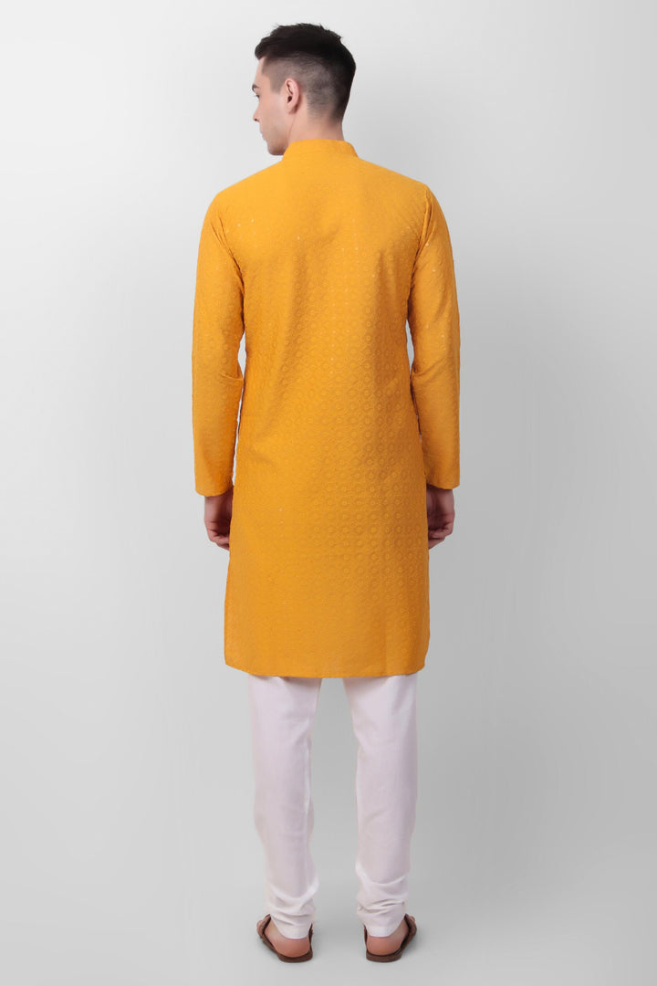 Designer Cotton Kurta for Men | Thread & Sequins Embroidery Work