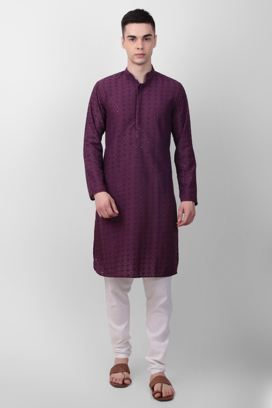 Designer Cotton Kurta for Men | Thread & Sequins Embroidery Work