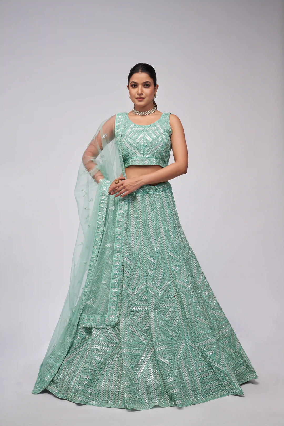 Designer Soft-Net Lehenga with Sequins & Stone Work | Perfect for Weddings & Events