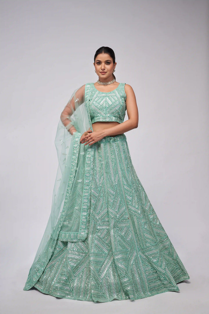 Designer Soft-Net Lehenga with Sequins & Stone Work | Perfect for Weddings & Events
