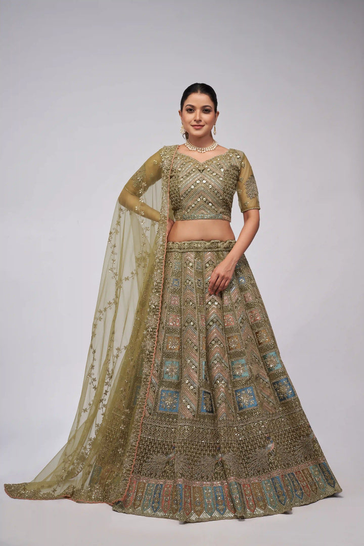 Designer Sequined Embroidered Soft-Net Lehenga | Perfect for Weddings & Events