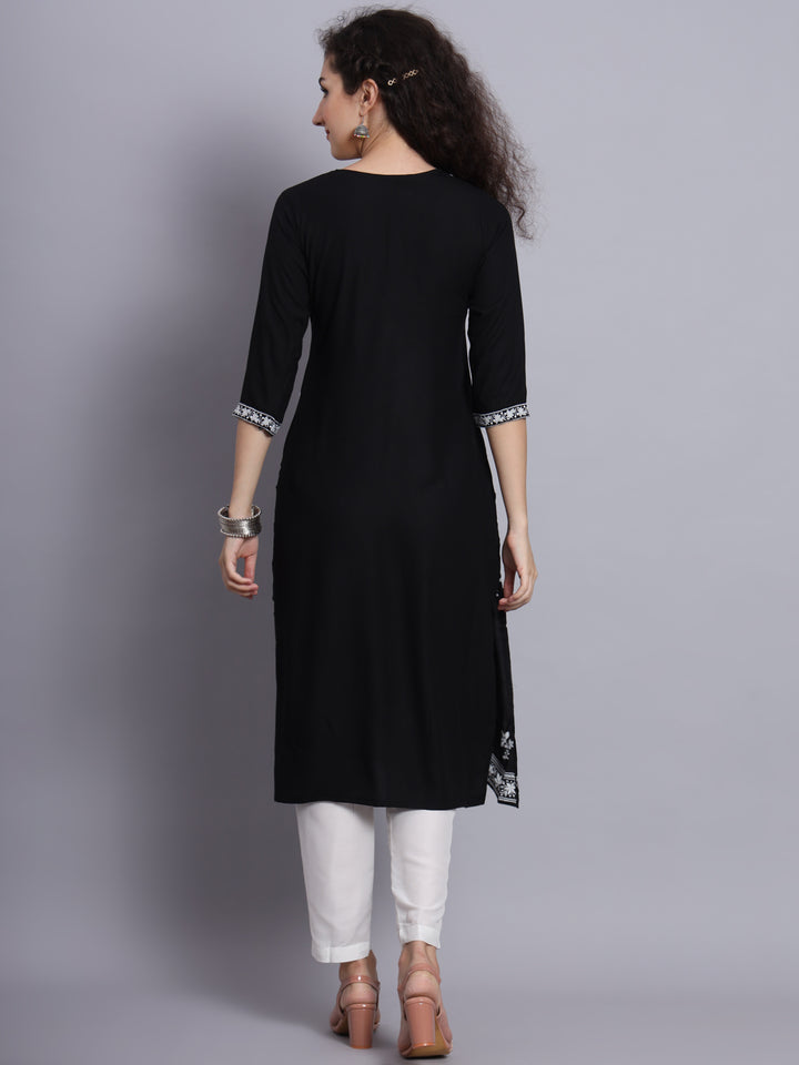 Chikankari Embroidered Straight Kurta | Resham Rayon Lucknowi Kurti