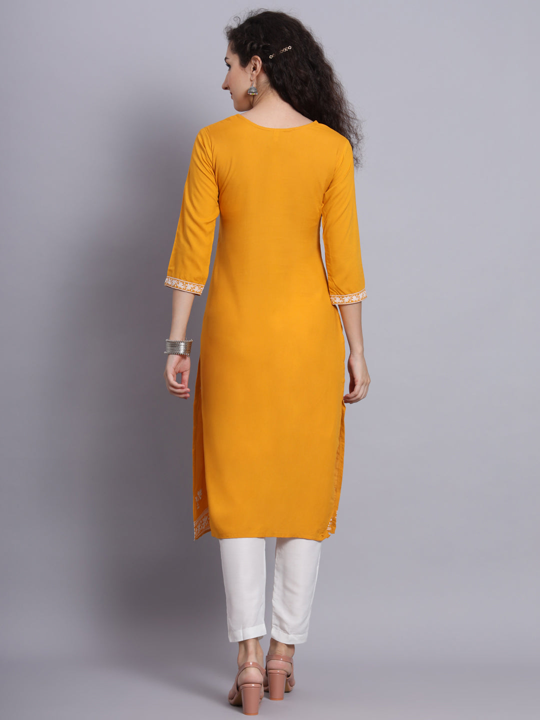 Chikankari Embroidered Straight Kurta | Resham Rayon Lucknowi Kurti