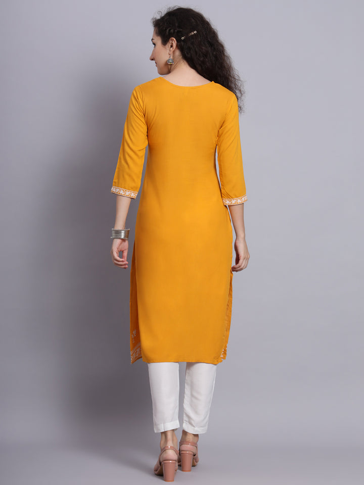 Chikankari Embroidered Straight Kurta | Resham Rayon Lucknowi Kurti