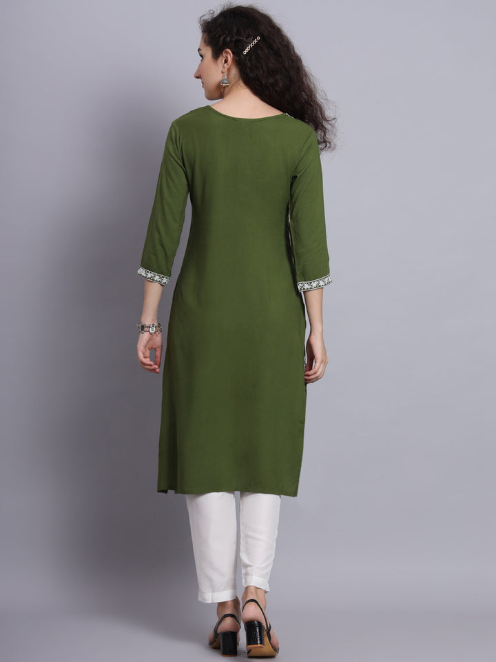 Chikankari Embroidered Straight Kurta | Resham Rayon Lucknowi Kurti