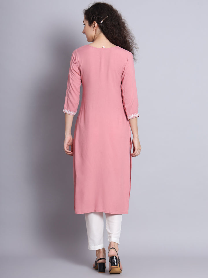Chikankari Embroidered Straight Kurta | Resham Rayon Lucknowi Kurti