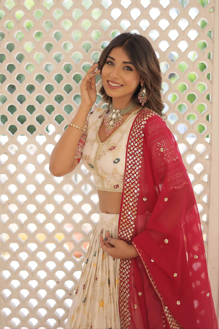 Designer Viscose-Jacquard Lehenga | Embroidered for Weddings & Parties