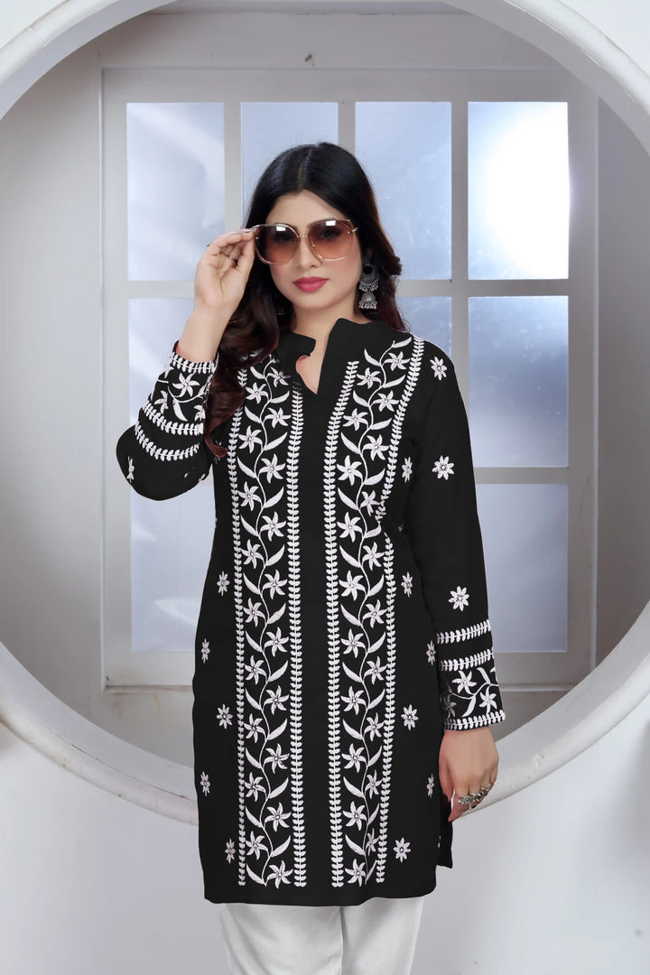 Rayon Kurti with Designer Chikankari Embroidery | Readymade Women's Kurta