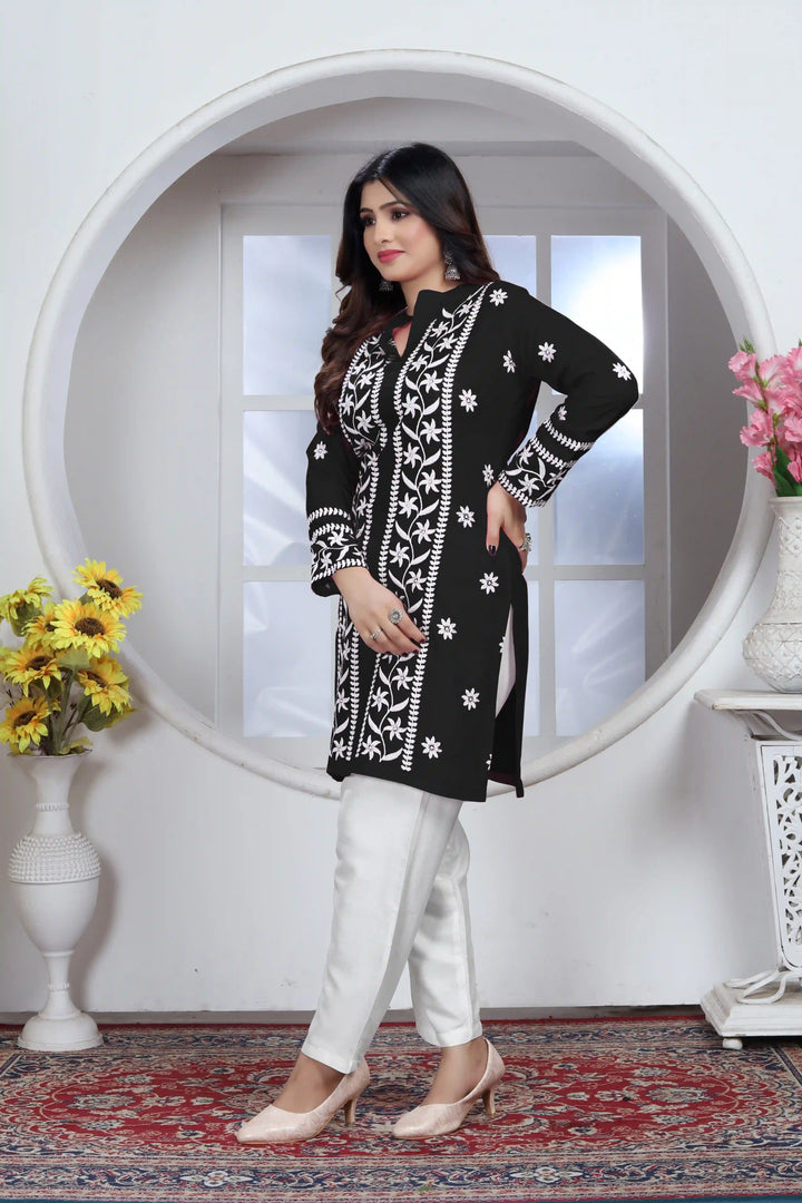 Rayon Kurti with Designer Chikankari Embroidery | Readymade Women's Kurta