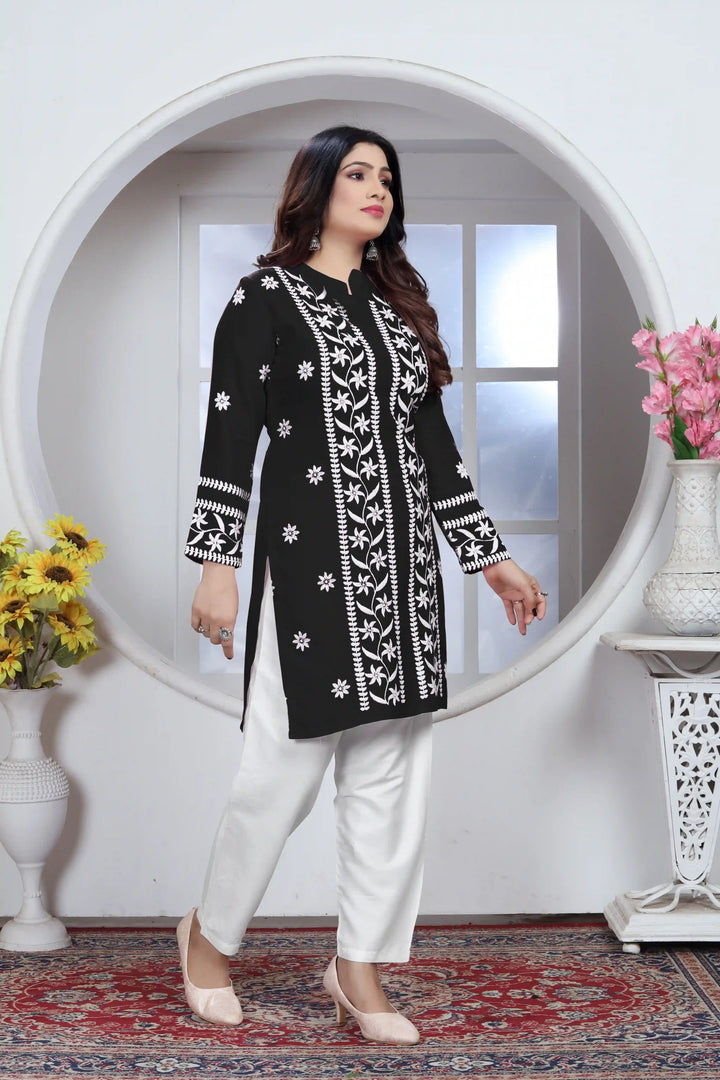 Rayon Kurti with Designer Chikankari Embroidery | Readymade Women's Kurta