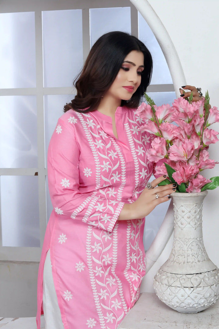 Rayon Kurti with Designer Chikankari Embroidery | Readymade Women's Kurta