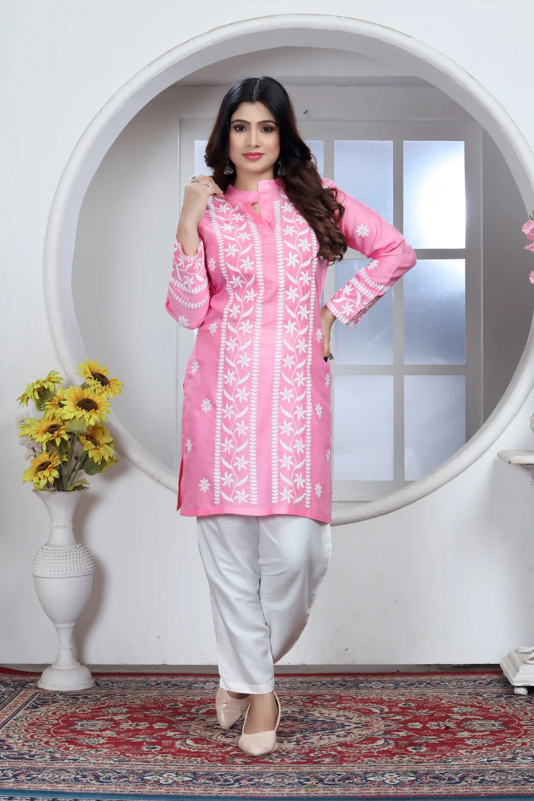 Rayon Kurti with Designer Chikankari Embroidery | Readymade Women's Kurta