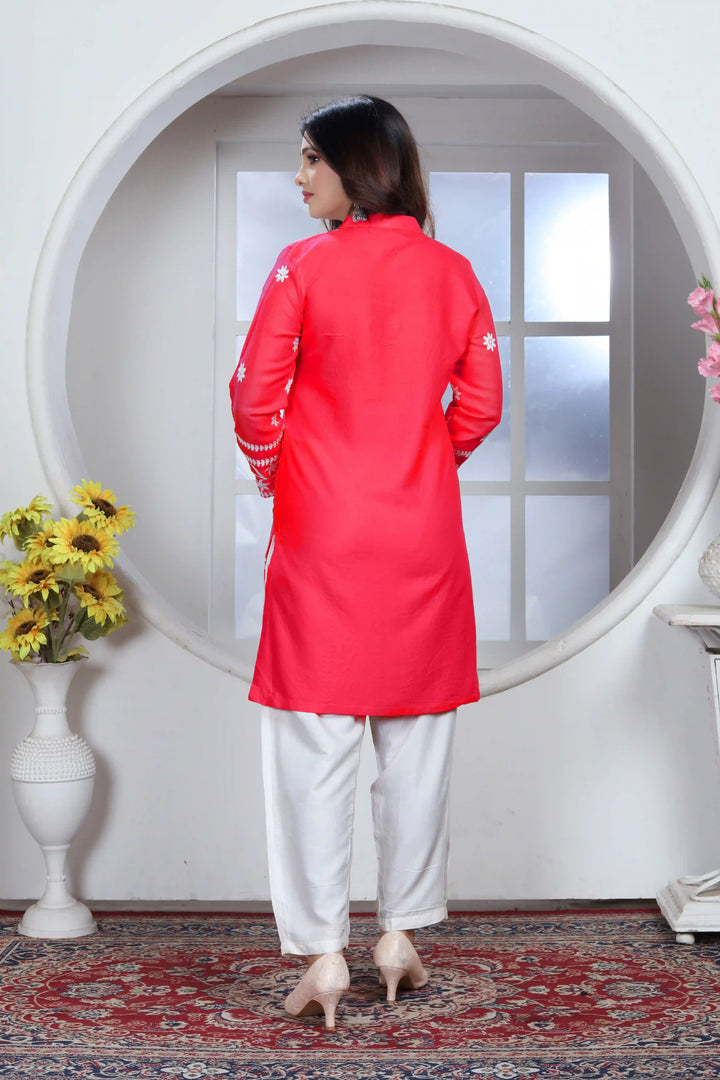 Rayon Kurti with Designer Chikankari Embroidery | Readymade Women's Kurta
