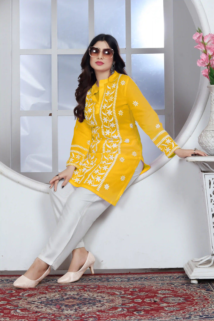 Rayon Kurti with Designer Chikankari Embroidery | Readymade Women's Kurta