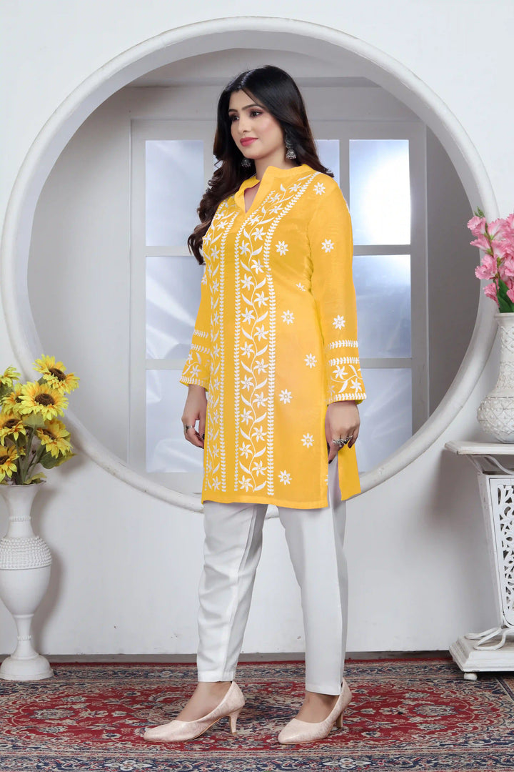 Rayon Kurti with Designer Chikankari Embroidery | Readymade Women's Kurta