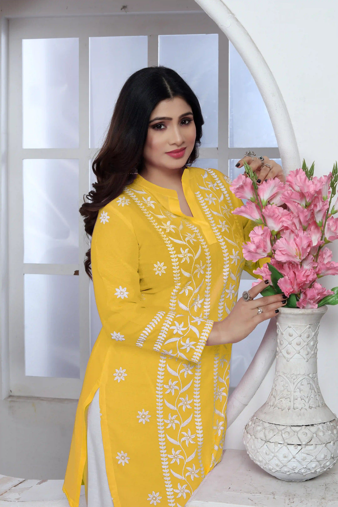 Rayon Kurti with Designer Chikankari Embroidery | Readymade Women's Kurta