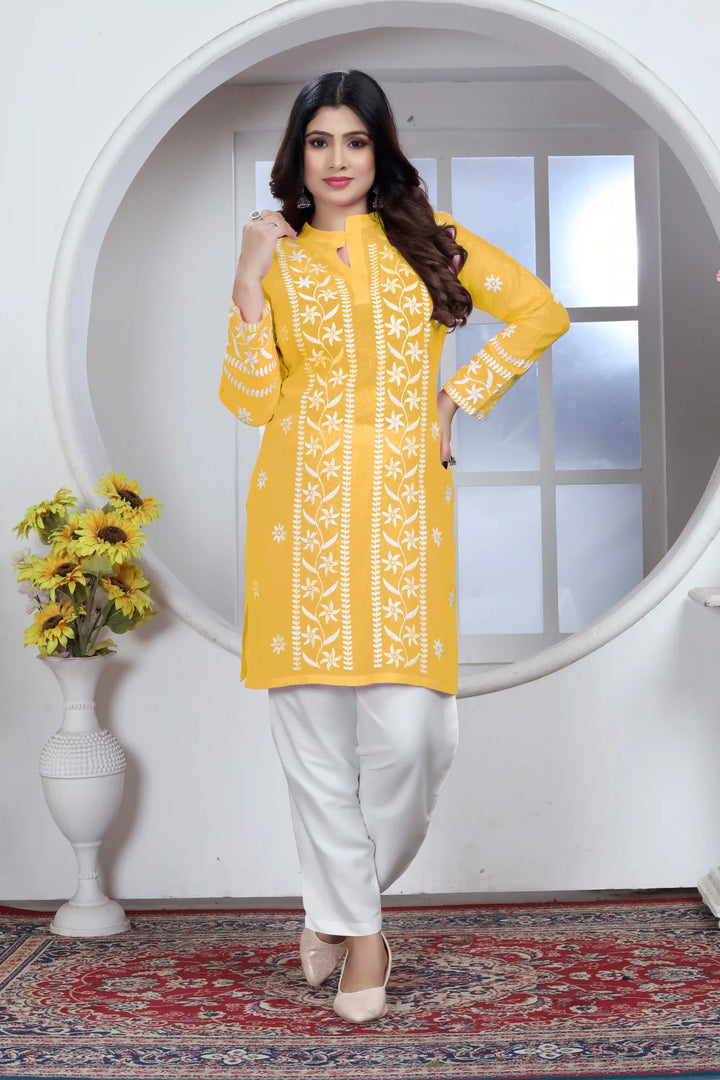 Rayon Kurti with Designer Chikankari Embroidery | Readymade Women's Kurta