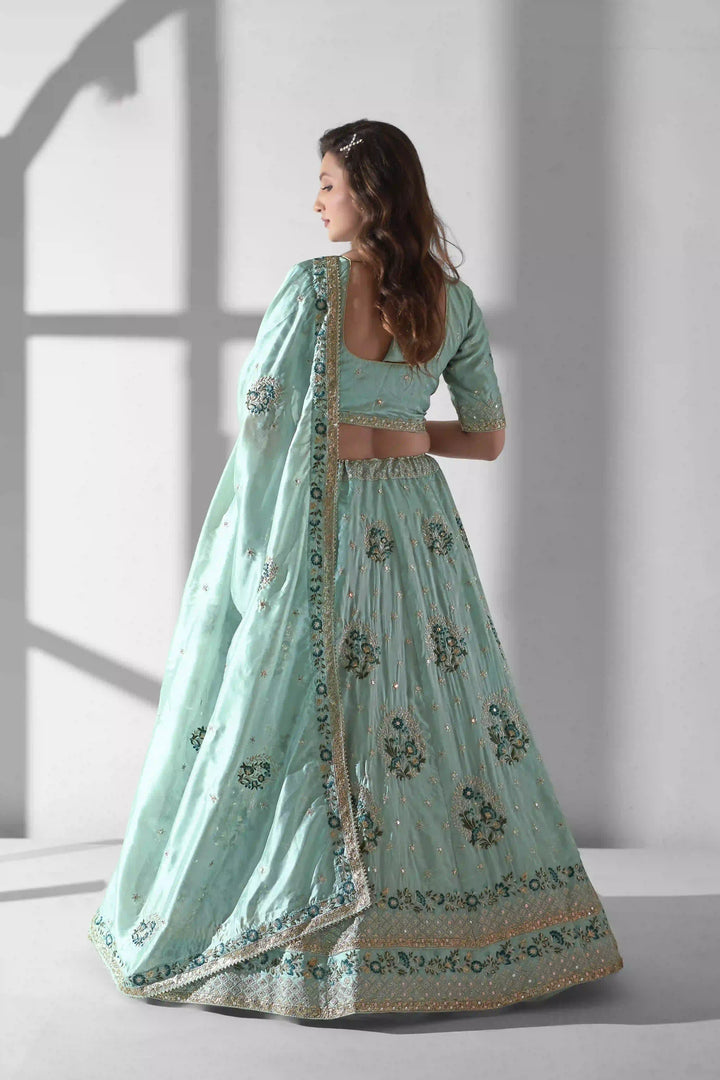Luxurious Organza Lehenga | Intricate Embroidery & Sequins for Elegance
