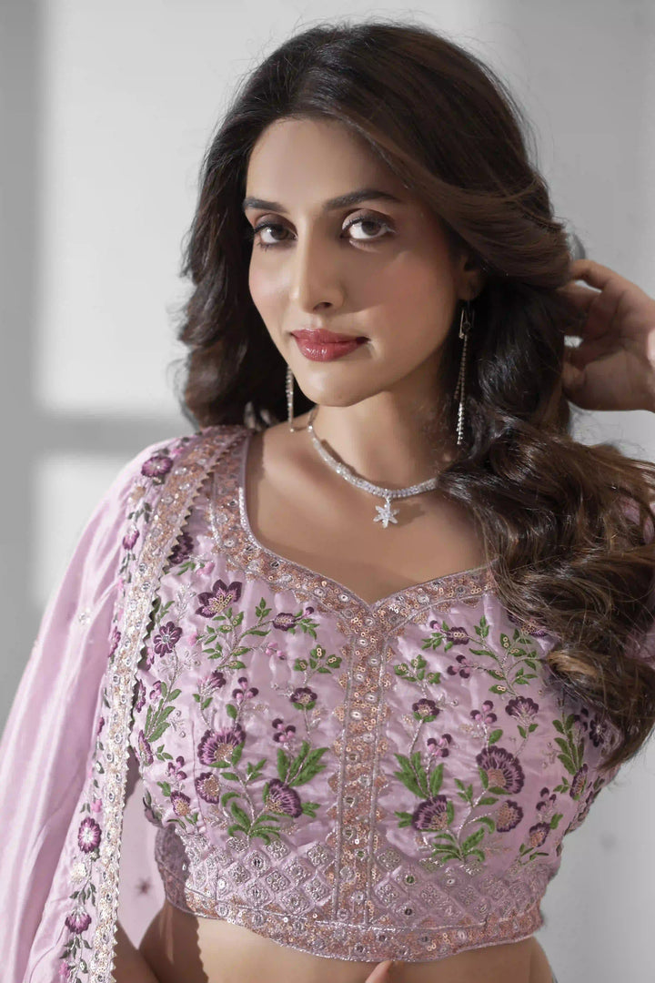 Luxurious Organza Lehenga | Intricate Embroidery & Sequins for Elegance