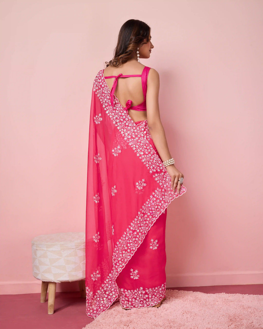 Elegant Tabby Silk Saree with Sequins Embroidery | Perfect for Weddings & Parties