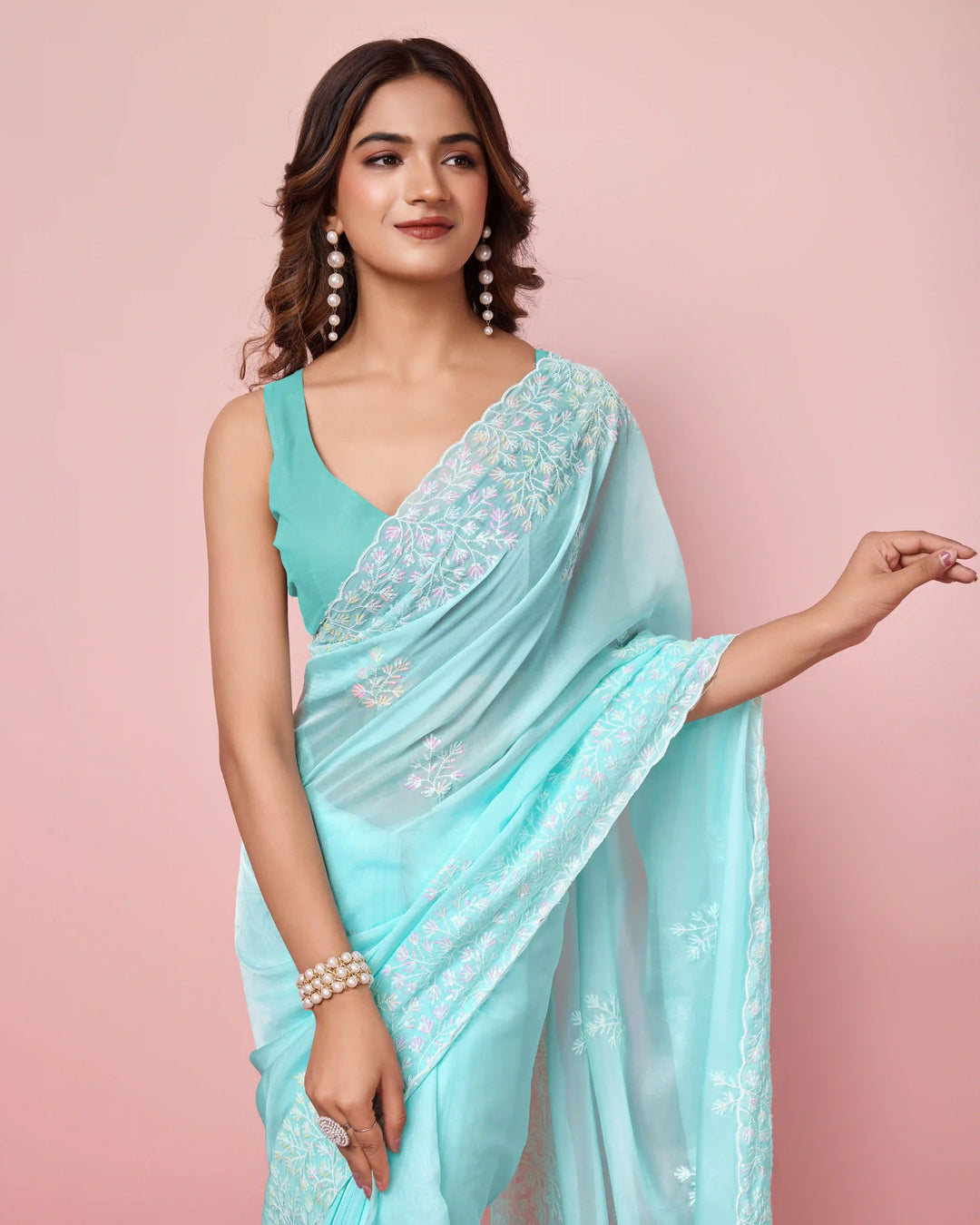 Elegant Tabby Silk Saree with Sequins Embroidery | Perfect for Weddings & Parties