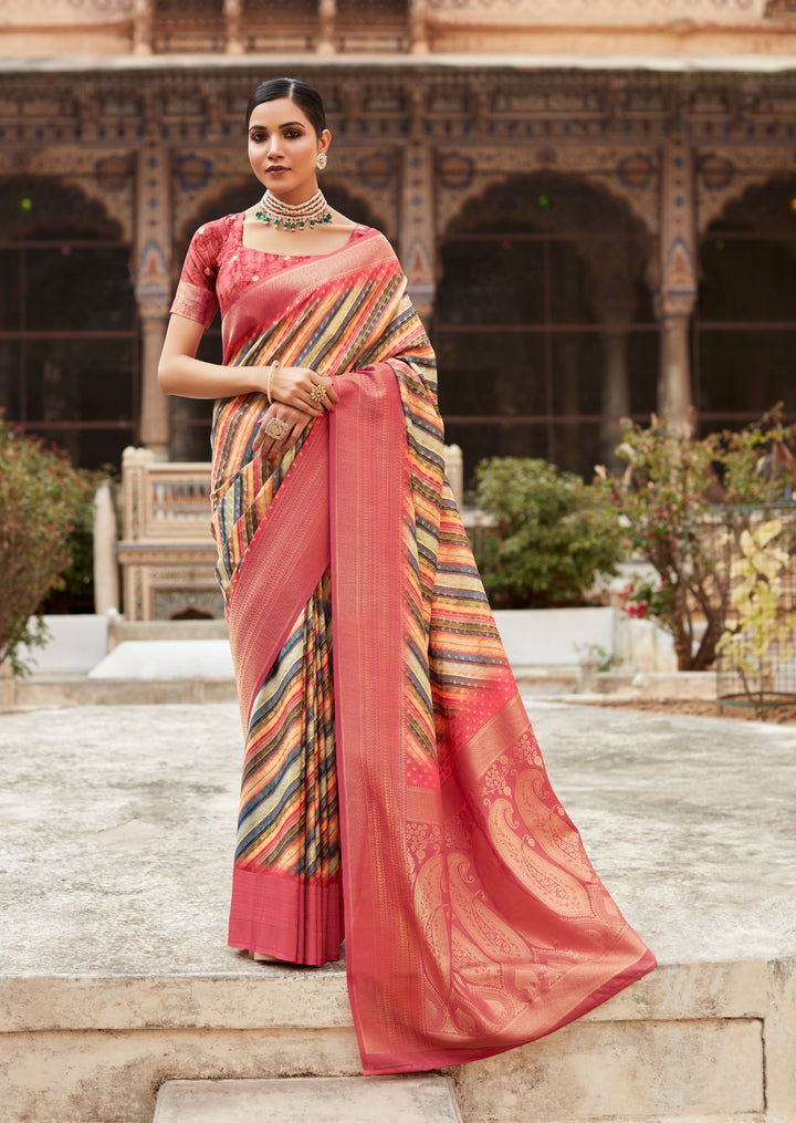 Luxurious Tissue-Silk Saree | Designer Weaving Border for Weddings & Festive