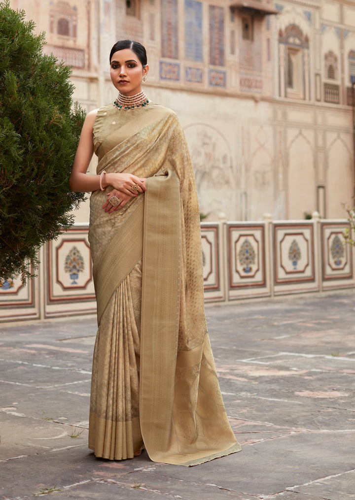Elegant Tissue Silk Saree with Designer Weaving Border | Perfect for Weddings & Festivals