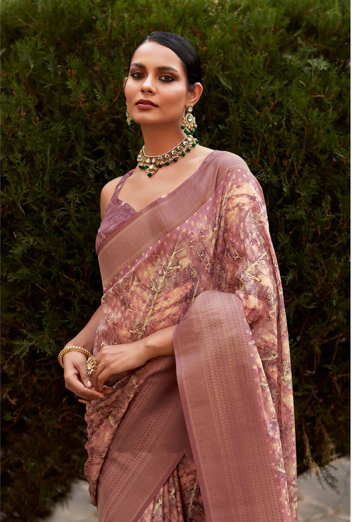 Designer Tissue-Silk Saree | Weaving Border & Digital Print for Special Events