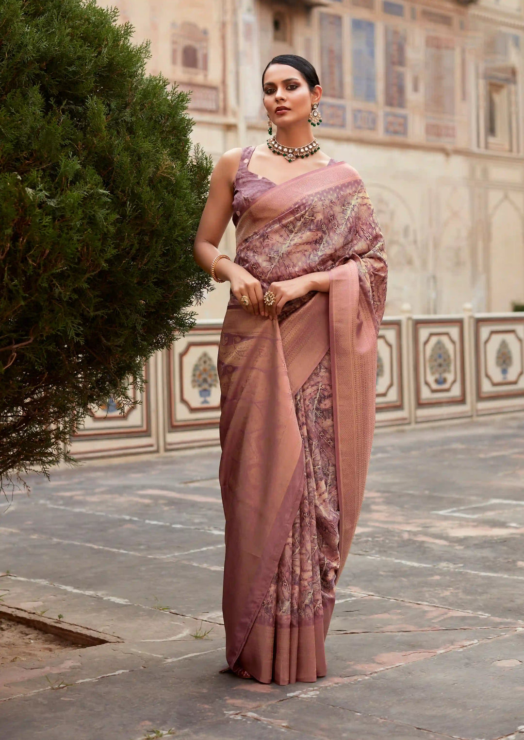 Designer Tissue-Silk Saree | Weaving Border & Digital Print for Special Events