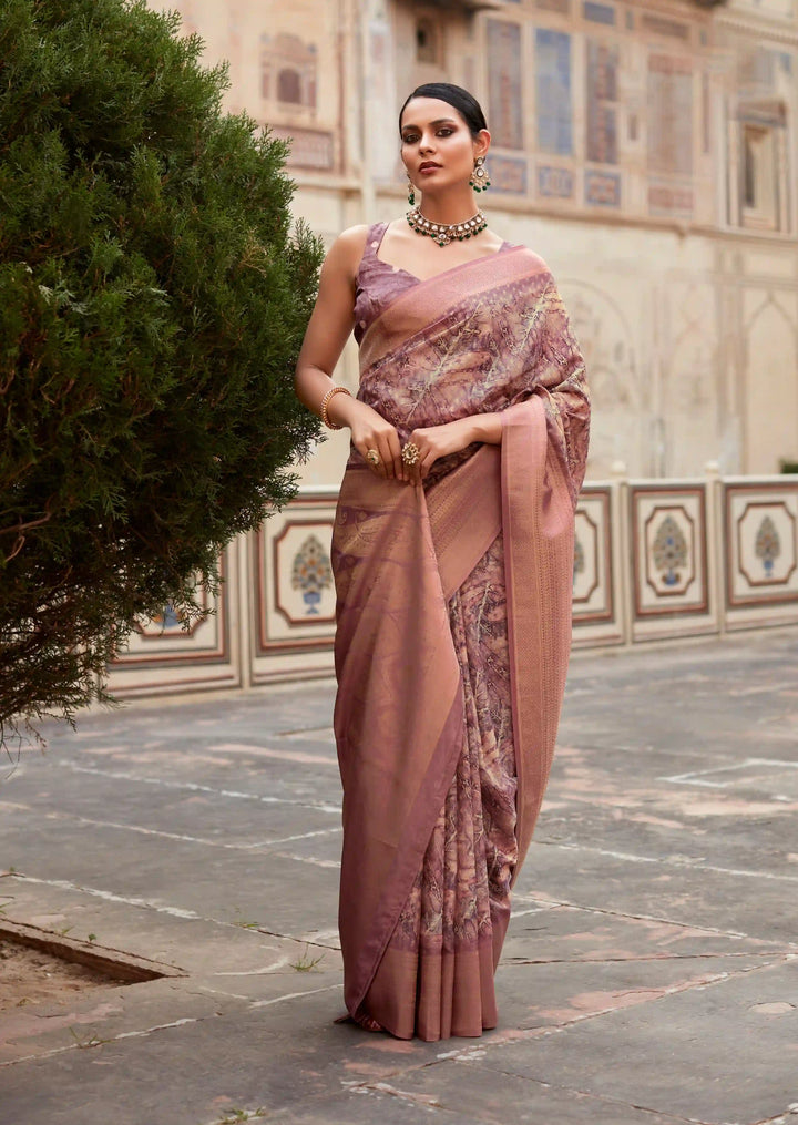 Designer Tissue-Silk Saree | Weaving Border & Digital Print for Special Events