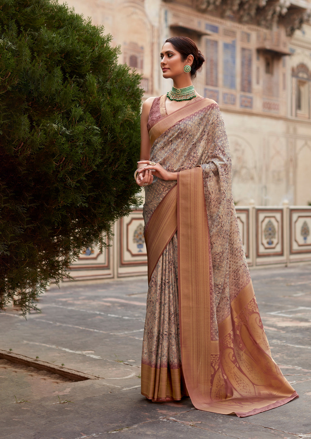 Tissue Silk Saree with Designer Weaving Border | Perfect for Weddings & Festive Events